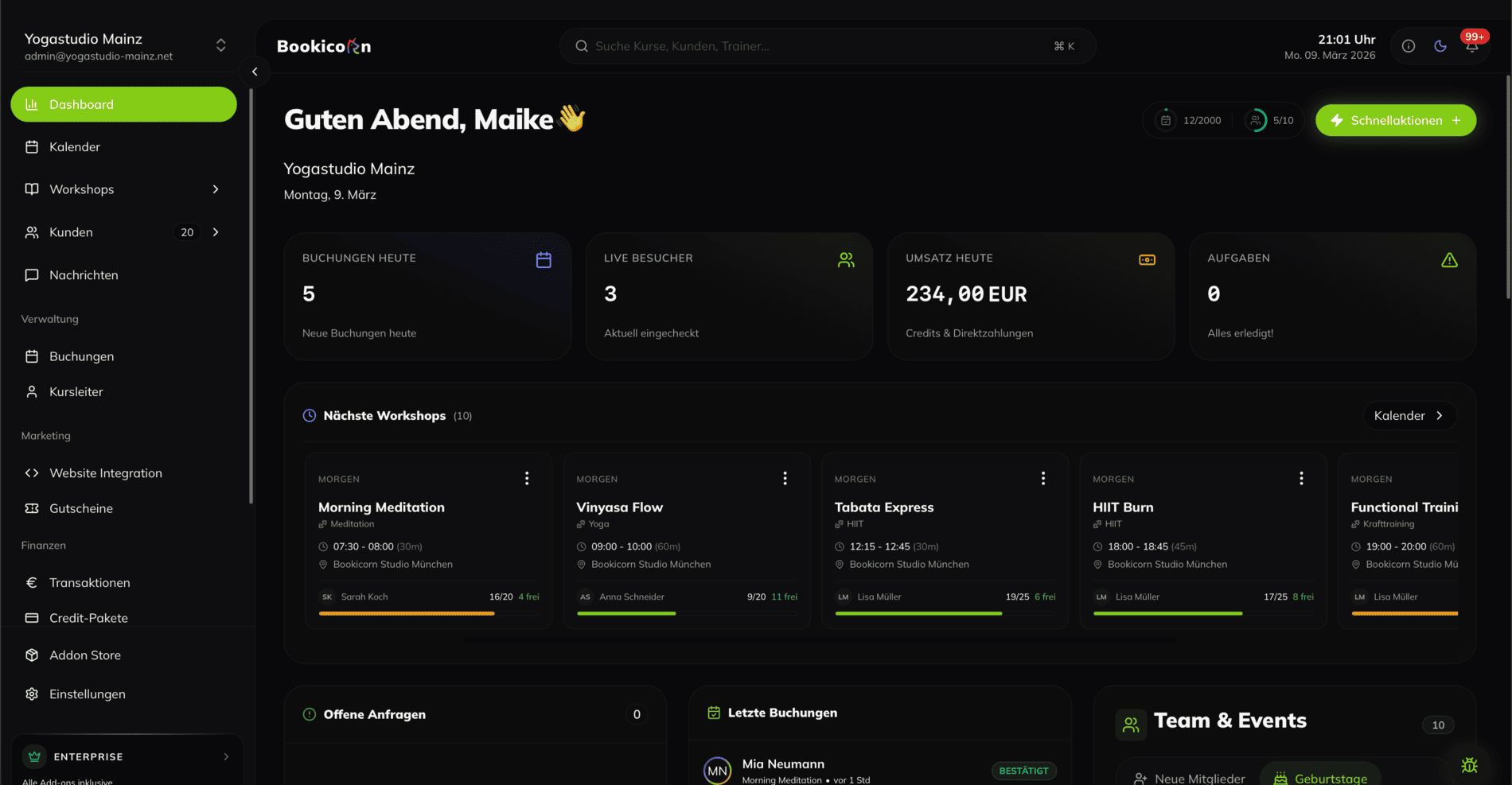 Bookicorn Dashboard